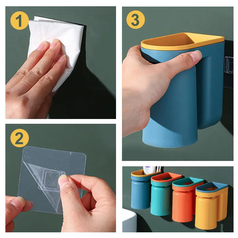 1+1 GRATIS | Wandmontierter Klebe-Zahnbürstenhalter – Bohren nicht nötig, platzsparend Mivoza Deutschland