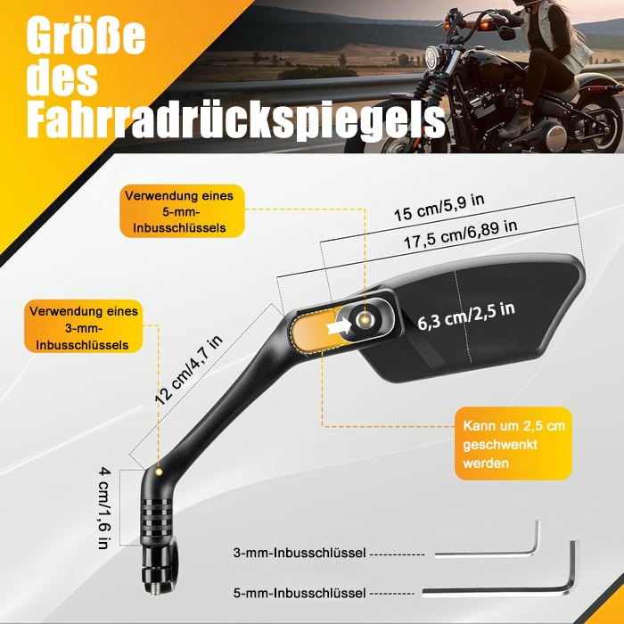 Hochwertiger polierter Edelstahl-Fahrradspiegel – Stoßfest & 360° verstellbar Zorenza