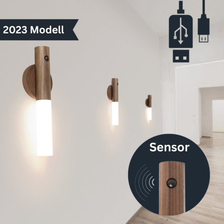 Kabellose Wandlampe | Warmes Licht mit Holzdesign & Sensorfunktion Zorenza