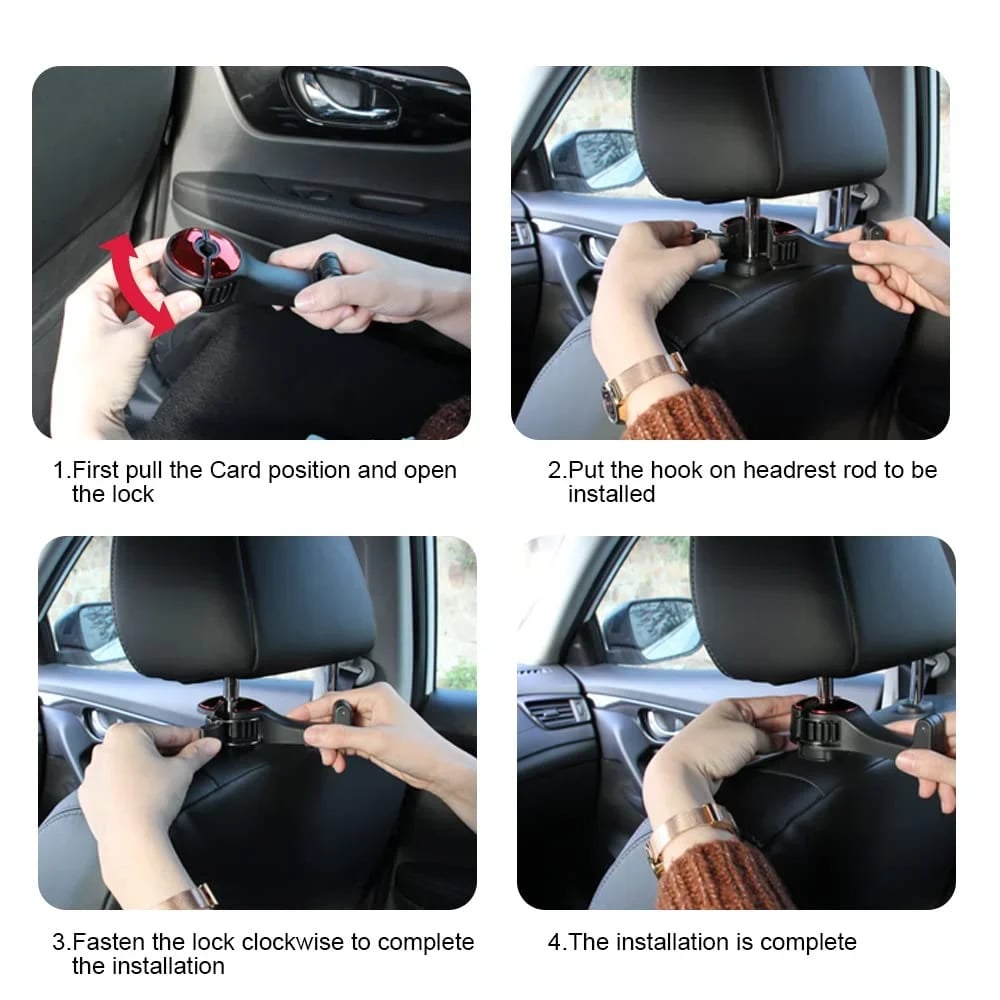 1+1 GRATIS | Praktischer 2-in-1-Autokopfstützenhaken – für Taschen, Einkäufe und als Smartphone-Halter Zorenza
