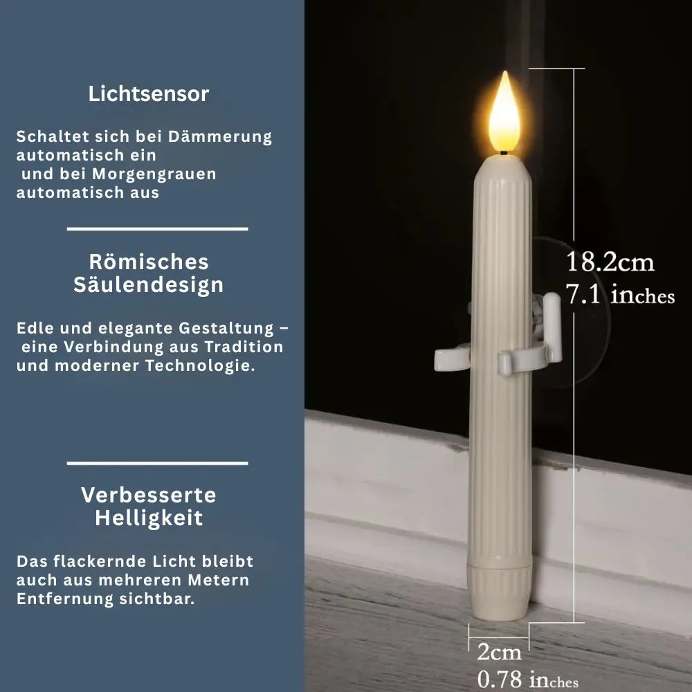 Flammenlose LED‑Fensterkerzen mit Dämmerungssensor, 6er Set Zorenza