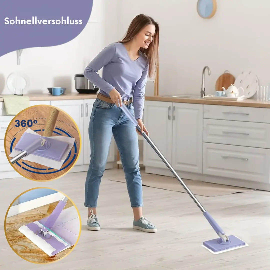 Kompakter Mini-Wischmopp – Hygienischer Tuchwechsel & 360°-Kopf Zorenza