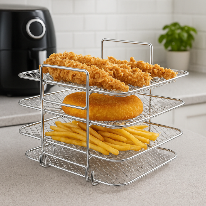 Edelstahlgestell für Heißluftfritteuse | 3-stöckig, knusprig & komfortabel Zorenza