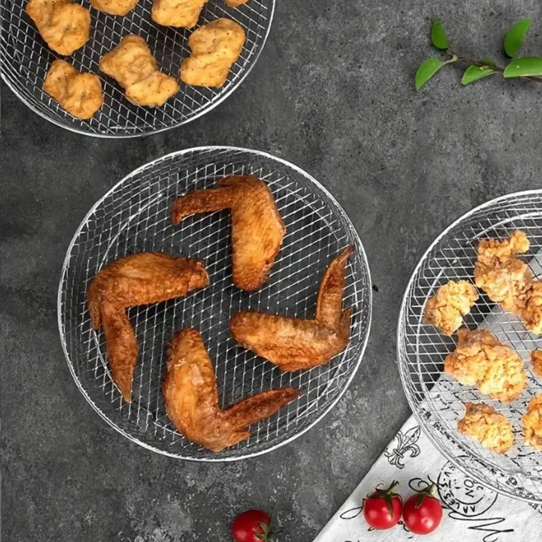 Mehrschichtige Körbe für Heißluftfritteusen mit 2 kostenlosen hitzebeständigen Zangen Zorenza