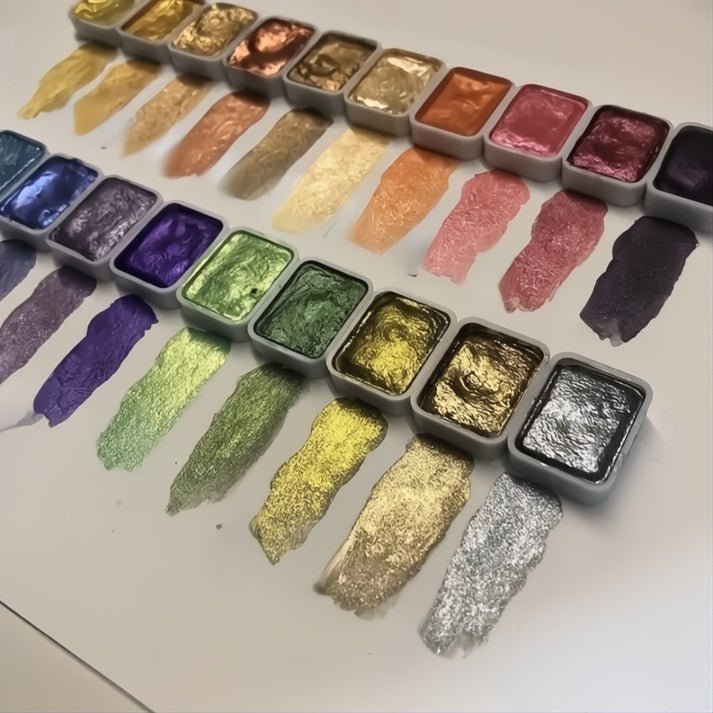 Perlenpulver-Pigment 60 Farben | Schimmernde Aquarellfarben Zorenza