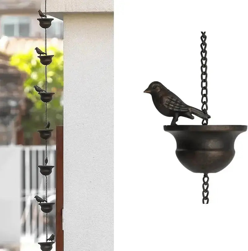 Regentropfenkette Metall – Schönes Wasser-Spiel für Haus & Garten Zorenza