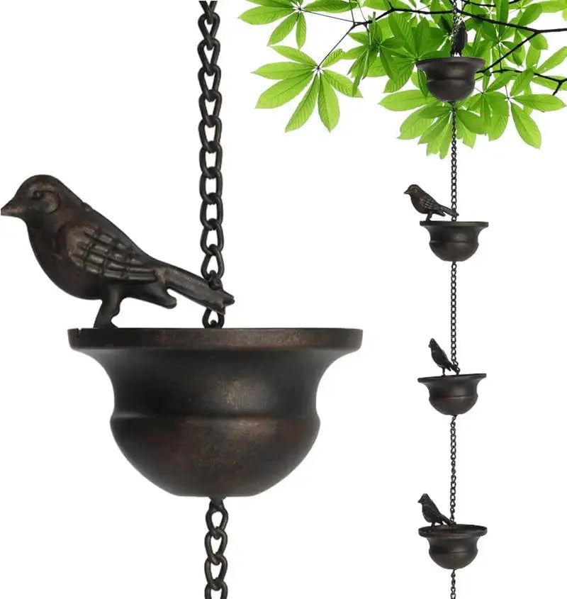 Regentropfenkette Metall – Schönes Wasser-Spiel für Haus & Garten Zorenza
