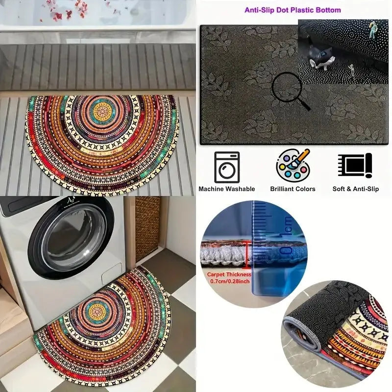 Türmatte Boho Halbkreis | Saugfähig & rutschfest für Innen/Außen Zorenza