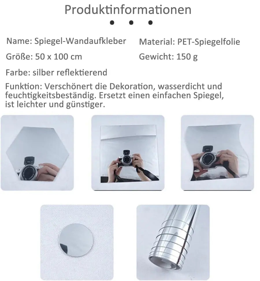 Ultra-flexibler Spiegel-Wandaufkleber – sicher und bruchsicher Zorenza