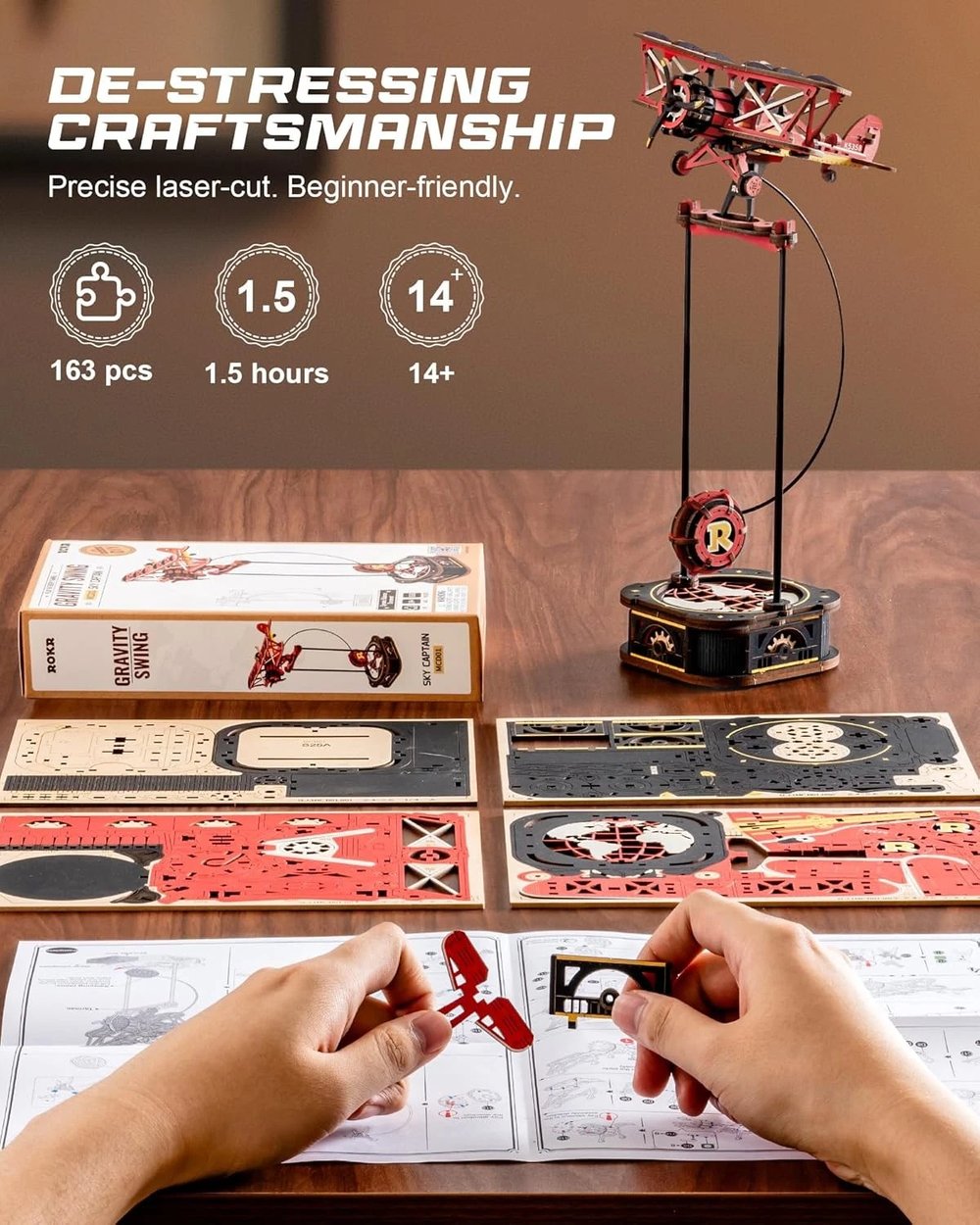 DIY Wooden Puzzle Gravity Swing Pendulum Toy Set Mivoza Deutschland