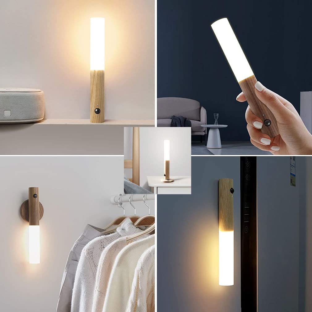 Kabellose Wandlampe | Warmes Licht mit Holzdesign & Sensorfunktion Zorenza