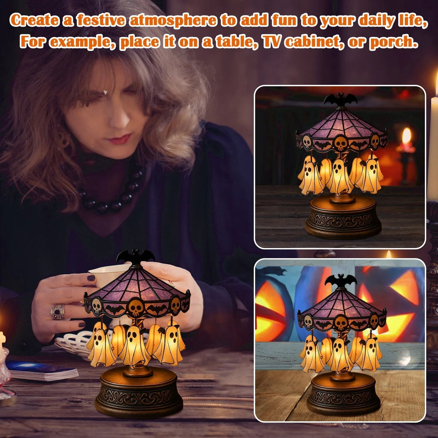 Halloween Geister-Karusselllicht – Warmes Dekorlicht Zorenza