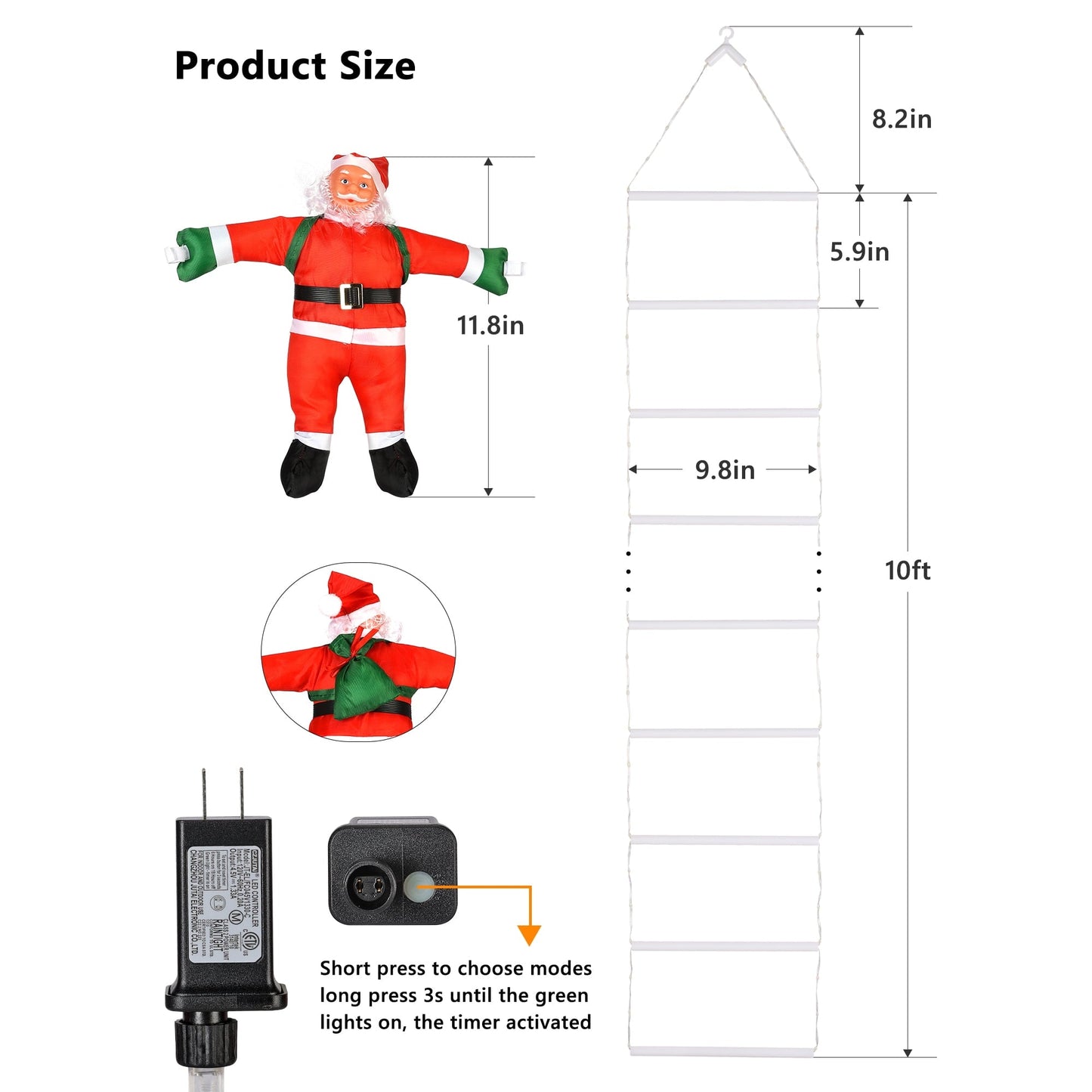 Kletter-Weihnachtsmann LED-Beleuchtung | 3 m, wetterfest & USB Zorenza