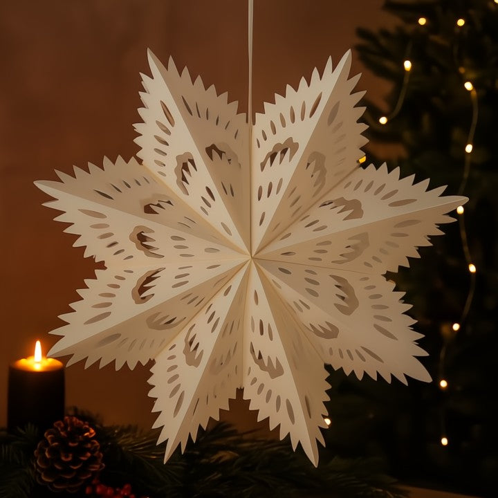 Schneeflocken-Weihnachtslaterne mit warmweißem Licht Zorenza