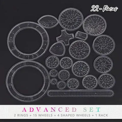 22-teiliges Spiral-Lineal-Set – Kreatives Zeichnen mit System Zorenza
