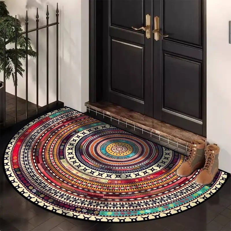 Boho Türmatte Halbkreis — Perfekte Kombi mit bunten Pflanzen im Eingangsbereich Mivoza Deutschland