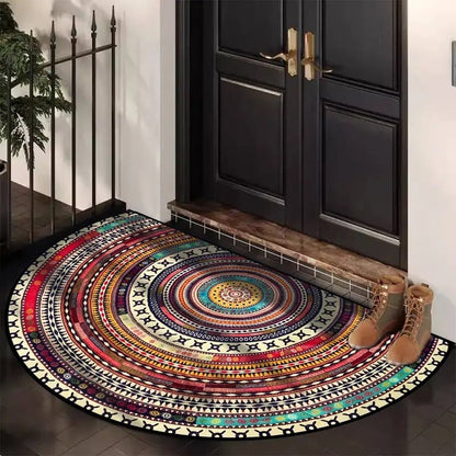 Boho Türmatte Halbkreis — Perfekte Kombi mit bunten Pflanzen im Eingangsbereich Mivoza Deutschland