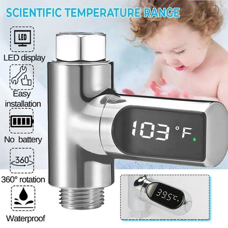 Digitales Duschthermometer | Wasserdruckbetrieb, LED-Anzeige Zorenza