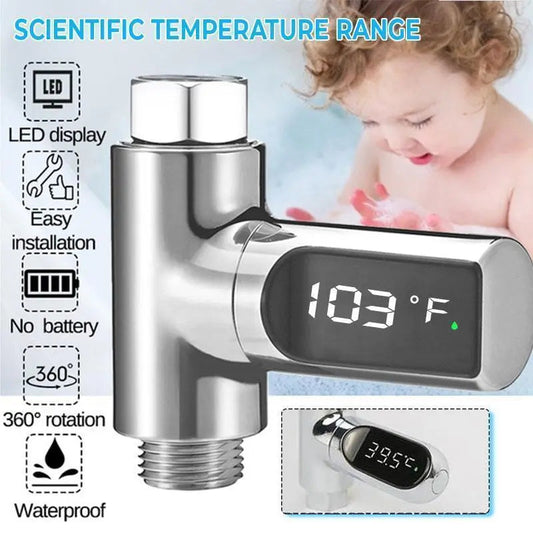Digitales Duschthermometer | Wasserdruckbetrieb, LED-Anzeige Zorenza