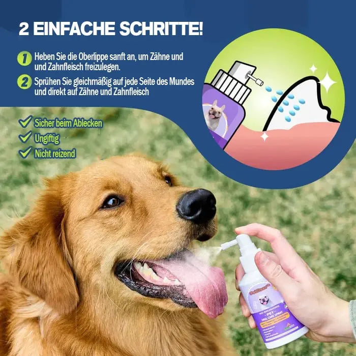1+1 GRATIS | Natürliches zahnreinigungsspray für hunde und katzen Zorenza