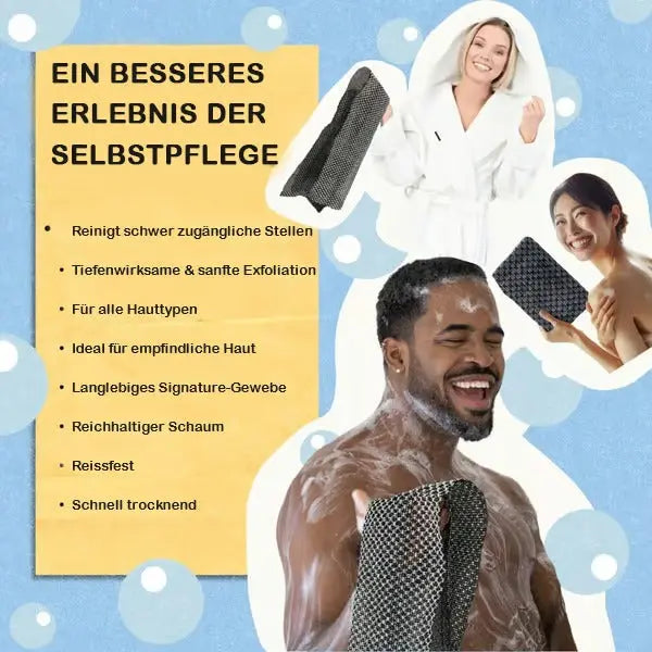 1+1 Gratis | Antibakterielles Peeling-Duschhandtuch mit Bambuskohle Zorenza