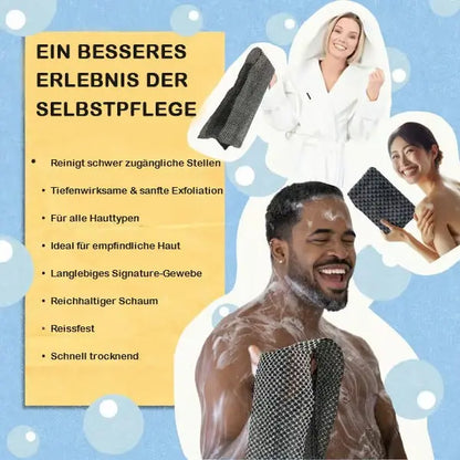 1+1 Gratis | Antibakterielles Peeling-Duschhandtuch mit Bambuskohle Zorenza