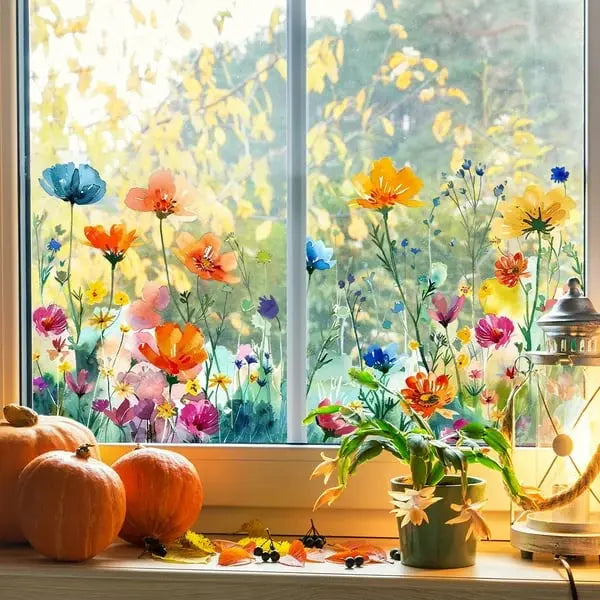 1+1 Gratis | Bunte Blumenstrauß Fensteraufkleber Zorenza