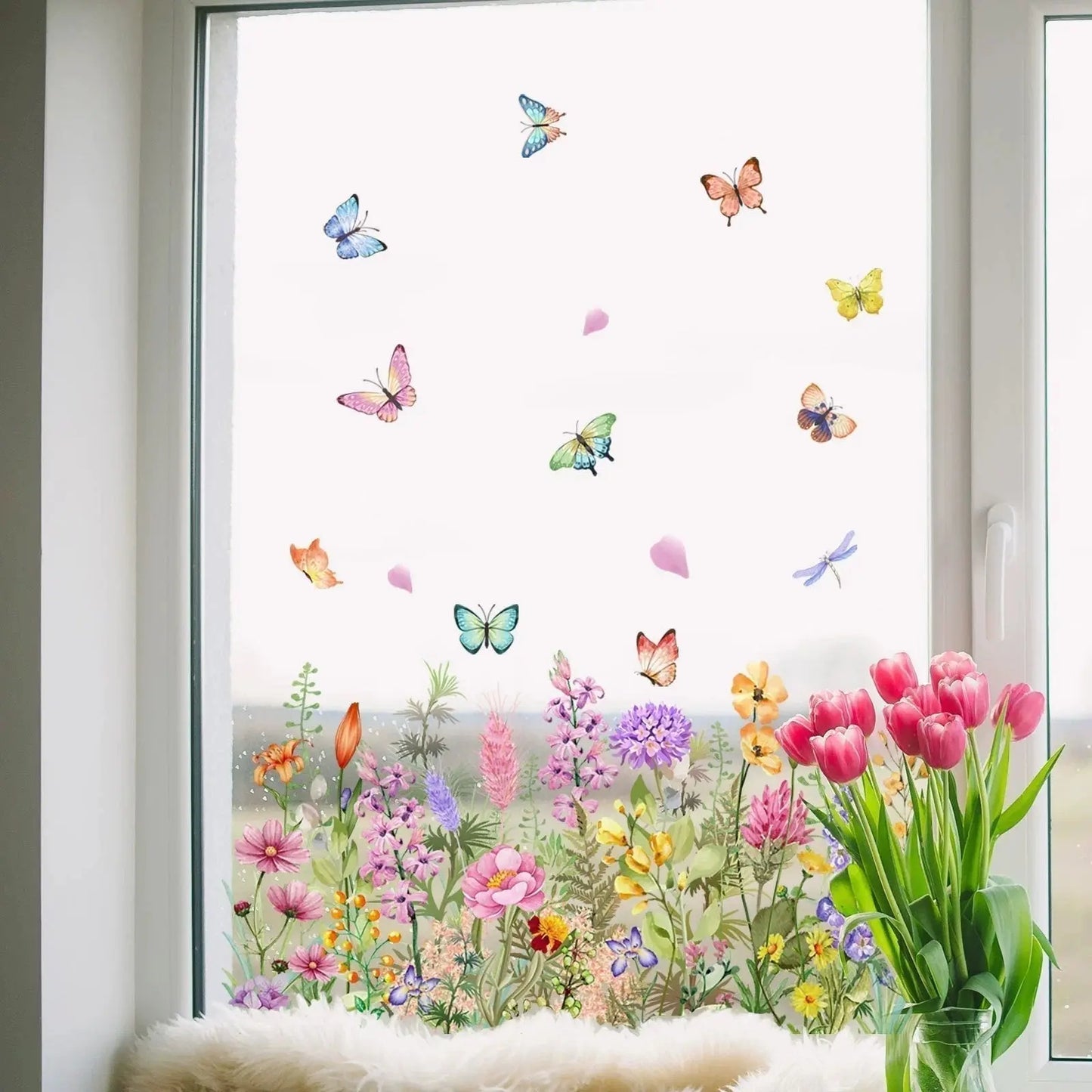 1+1 Gratis | Bunte Blumenstrauß Fensteraufkleber Zorenza