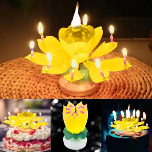 1+1 Gratis | Magische Geburtstagskerze – Rotierende Lotusblume mit Musik Zorenza