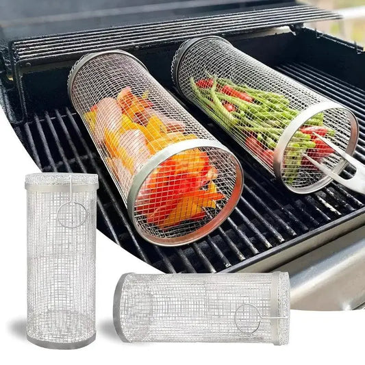 1+1 Gratis | Tragbarer rollender Grillkorb aus Edelstahl Mivoza Deutschland