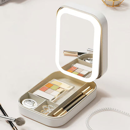Tragbarer Make-up-Organizer — Kompakter LED-Spiegel mit einstellbarer Beleuchtung Zorenza