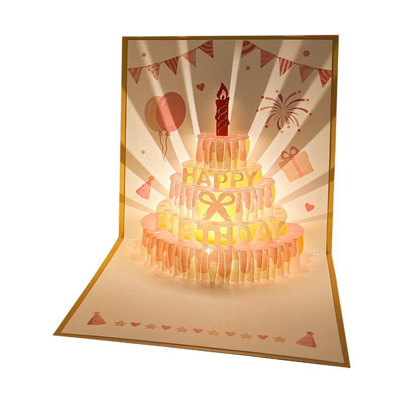 3D Pop-up Geburtstagskarte – handgemachte Grußkarte mit LED-Licht und Musik Zorenza