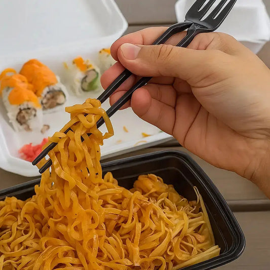 2-in-1 Gabel & Essstäbchen – Ideal für Pasta, Sushi, Salat & Dessert Zorenza