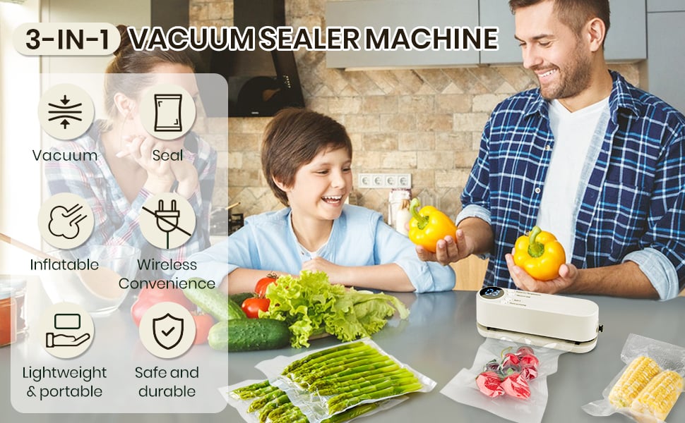 3-in-1 Cordless Mini Vacuum Sealer – Keep Your Food Fresh & More! Zorenza