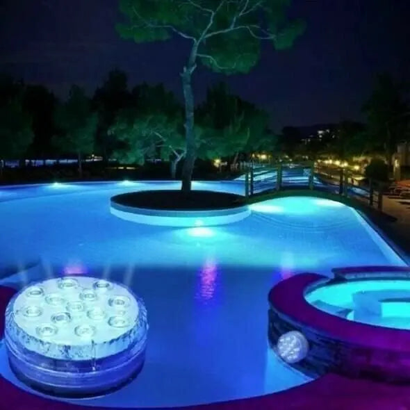2+2 GRATIS | Wasserdichte LED-Poolbeleuchtung mit RF-Fernbedienung - bunte Poolpartys Zorenza