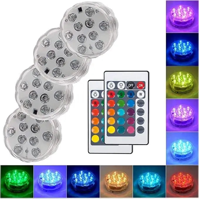 2+2 GRATIS | Wasserdichte LED-Poolbeleuchtung mit RF-Fernbedienung - bunte Poolpartys Zorenza