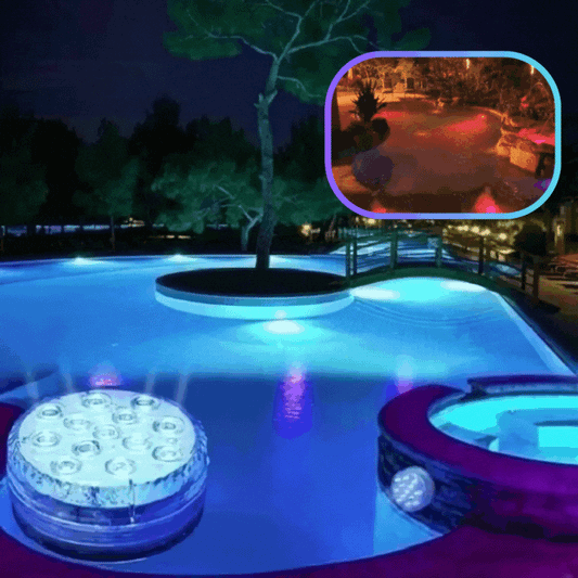 2+2 GRATIS | Wasserdichte LED-Poolbeleuchtung mit RF-Fernbedienung - bunte Poolpartys Zorenza