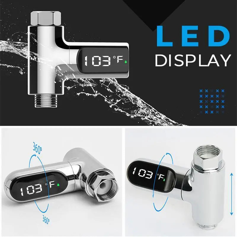 Digitales Duschthermometer | Wasserdruckbetrieb, LED-Anzeige Zorenza