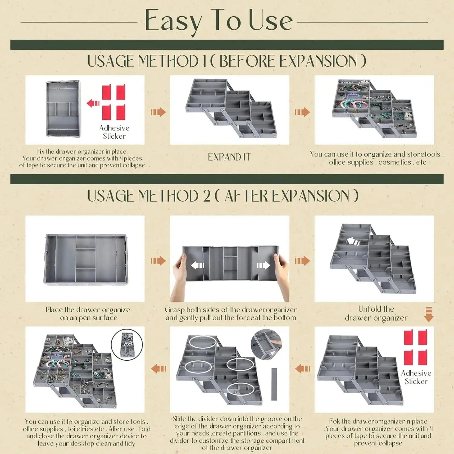 3-stufiger Smart-Schubladen-Organizer – Nutzt den Stauraum optimal aus Zorenza