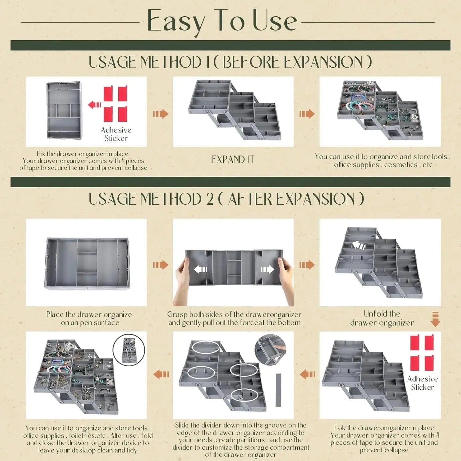 3-stufiger Smart-Schubladen-Organizer – Nutzt den Stauraum optimal aus Zorenza