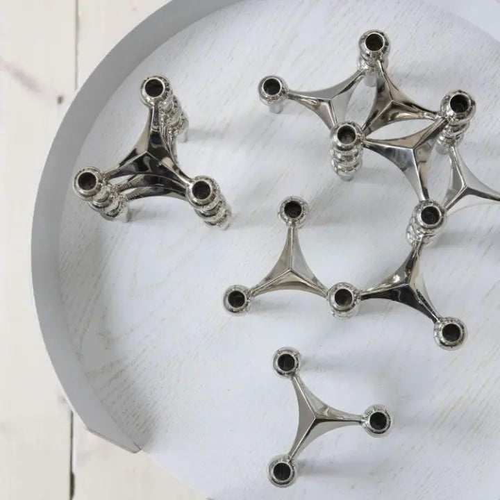 3-teiliges Chrom-Kerzenhalter-Set – Stilvoll, Modular, Zeitlos Zorenza