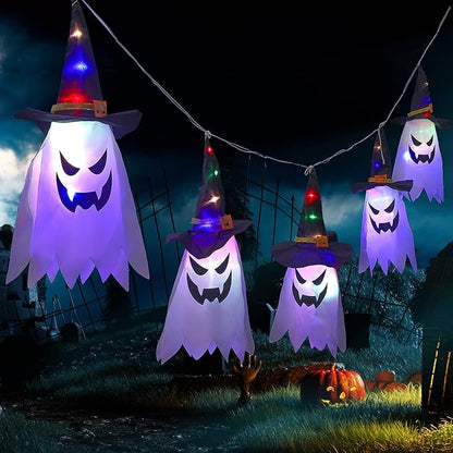 LED-Laternen-Lichterkette mit Geisterhüten, 5er-Set Zorenza