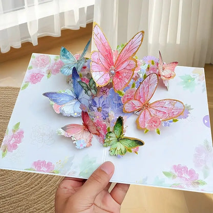 3D-Popup-Grußkarte – Schmetterlinge & Gänseblümchen Zorenza