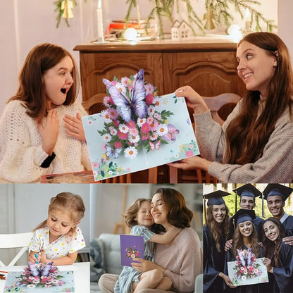 3D-Popup-Grußkarte – Schmetterlinge & Gänseblümchen Zorenza