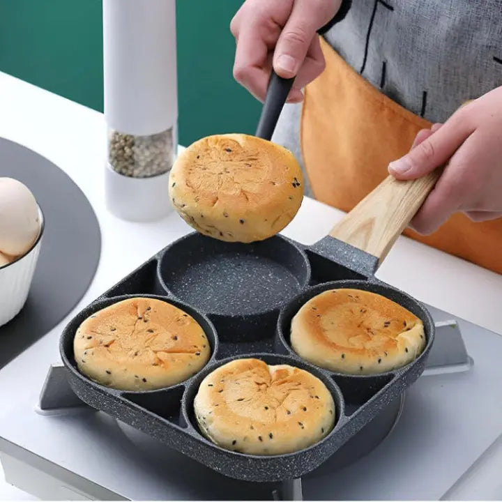 4-Kammer Bratpfanne mit Maifan-Steinbeschichtung – Für Eier, Pfannkuchen & kleine Mahlzeiten Zorenza