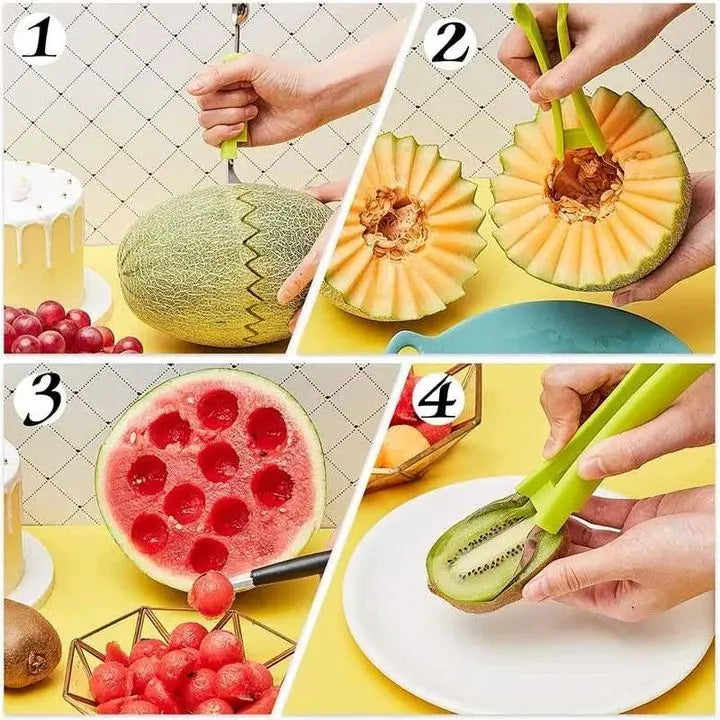 4-in-1 Edelstahl-Fruchtschneider-Set Zorenza