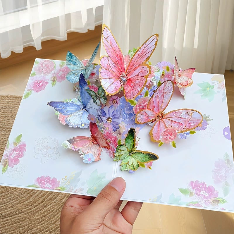 🦋 Vibrant 3D  Butterfly & Daisy Pop-Up Greeting Card Zorenza