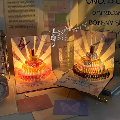 3D Pop-up Geburtstagskarte – handgemachte Grußkarte mit LED-Licht und Musik Zorenza