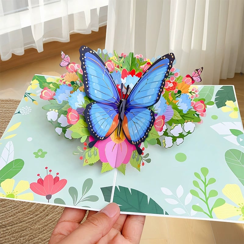 🦋 Vibrant 3D  Butterfly & Daisy Pop-Up Greeting Card Zorenza