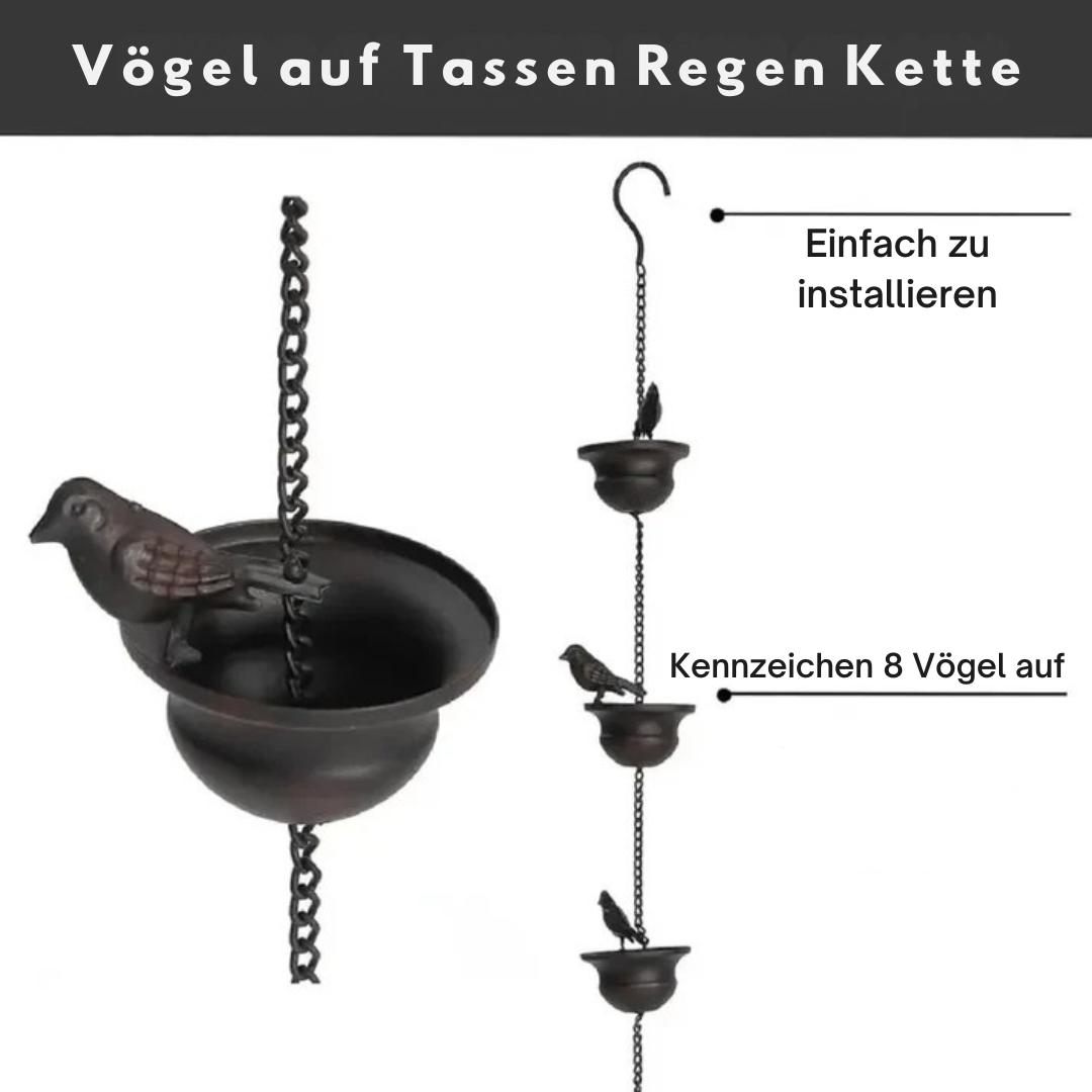 Regentropfenkette mit Vogelbad – Zieht Vögel an und verschönert regnerische Tage Zorenza